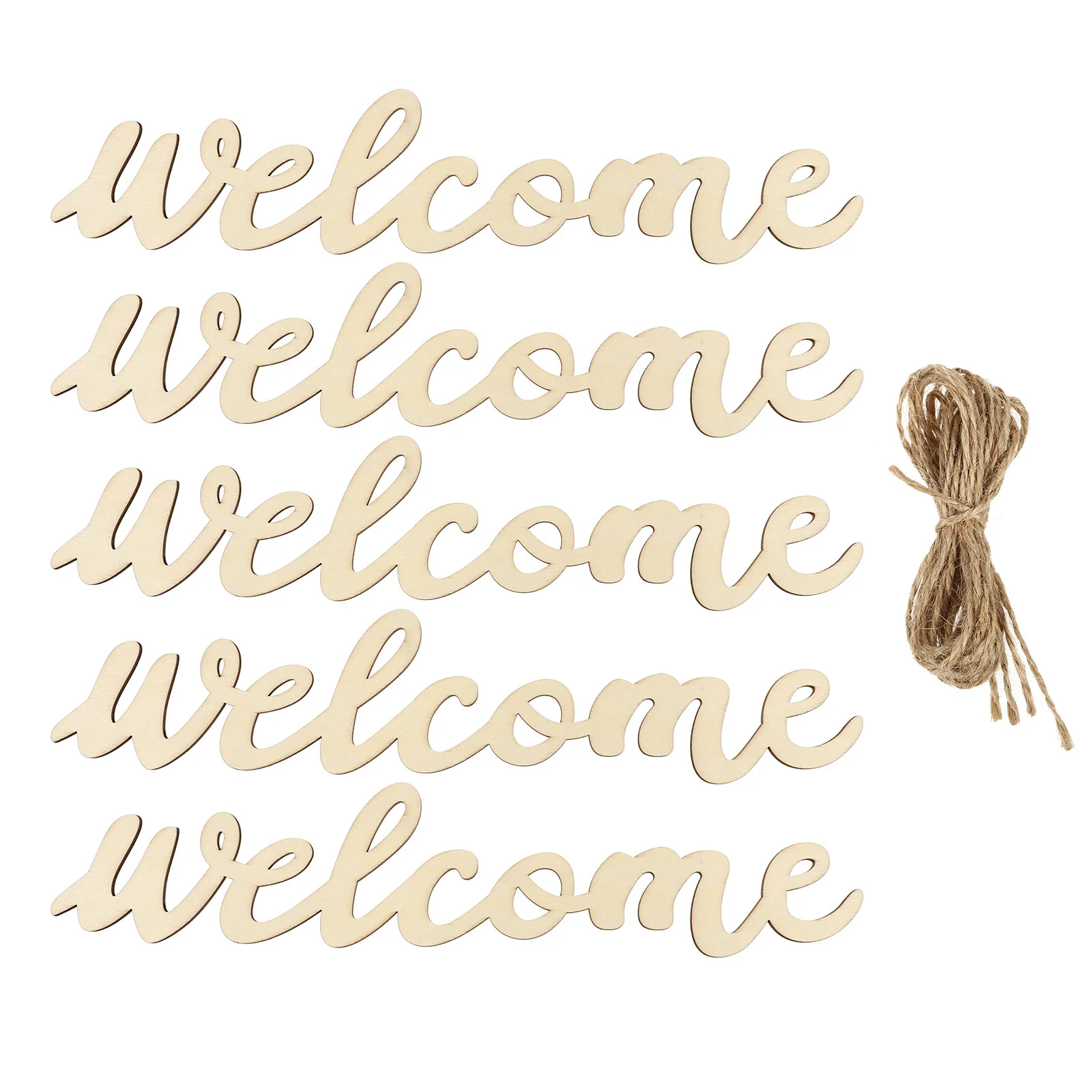 

Welcome Sign Wooden Cutout Wood Door Front Signs Rustic Porch Hanging Plaque Wall Letter Farmhouse Decor Unfinished Word Wreath