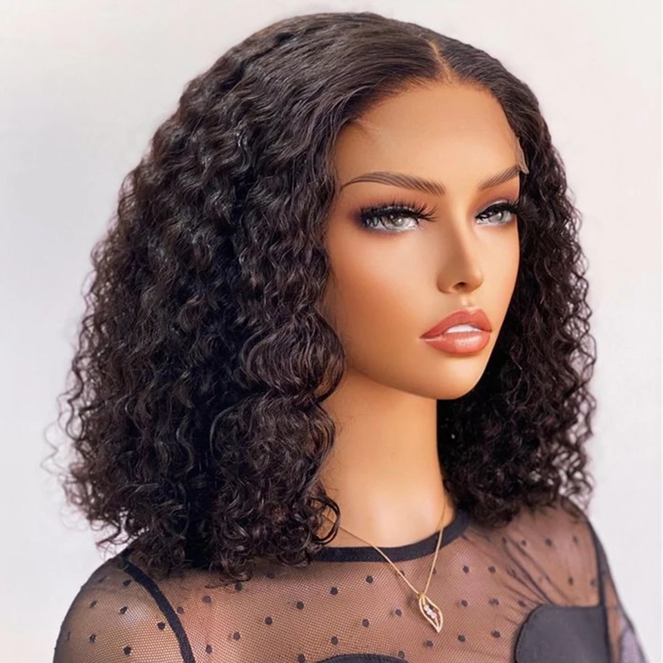Cranberry Hair Short Curly Bob Wig Remy Brazilian Water Wave Short Bob Lace Front Wigs For Black Women 4x4 Lace Closure Bob Wig