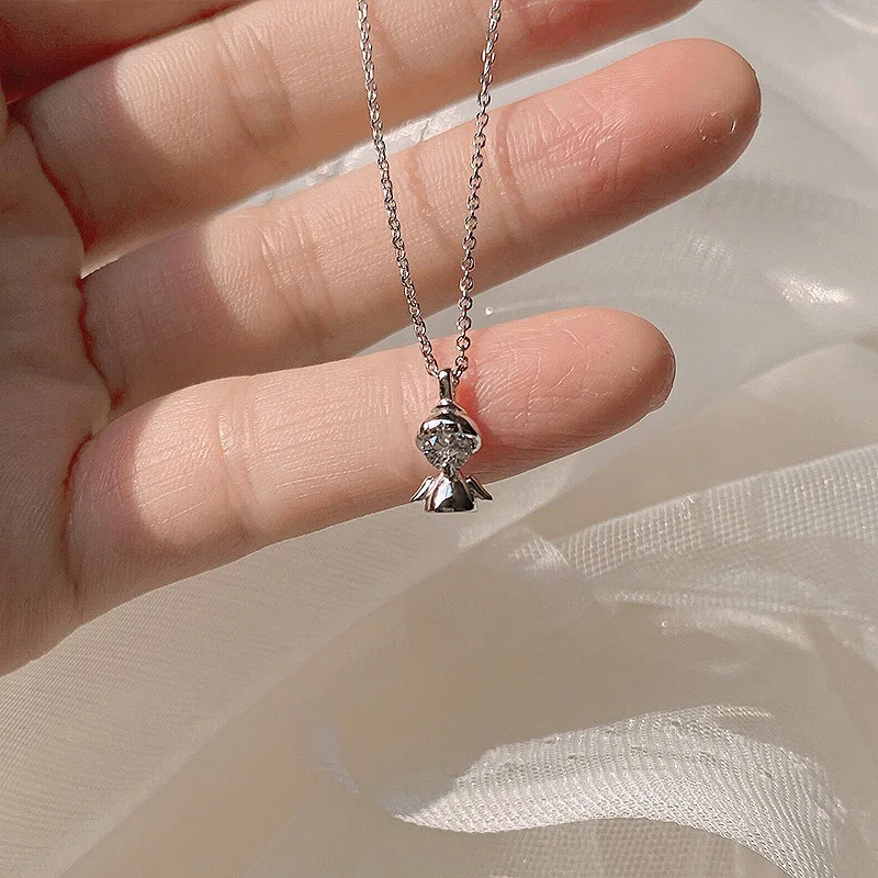 

Silver 925 Angel Necklace For Women 2023 New Fashion Design Pendant Collar Chain Jewelry