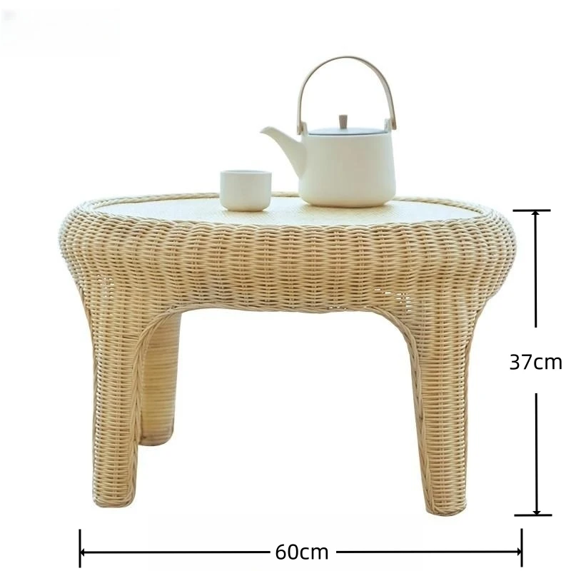 Маленький кофейный столик и стул из ротанга низкий чайный ручной работы для