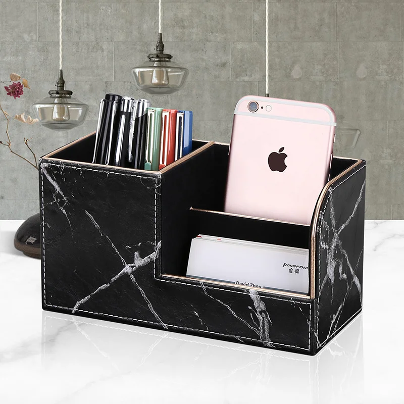 

Luxury PU Storage Box, Lattice Design,Multi-Functional Desktop Organizing Office Business Hotel Living Room Supplies Accessories