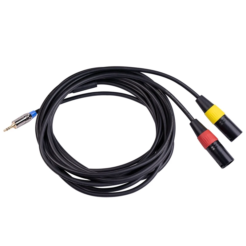 

XLR Cable 3.5mm Stereo Jack Male to Dual XLR Male OFC Aux Audio Cable Foil+Braided Shielded for Speakers Mixer 3 Meters