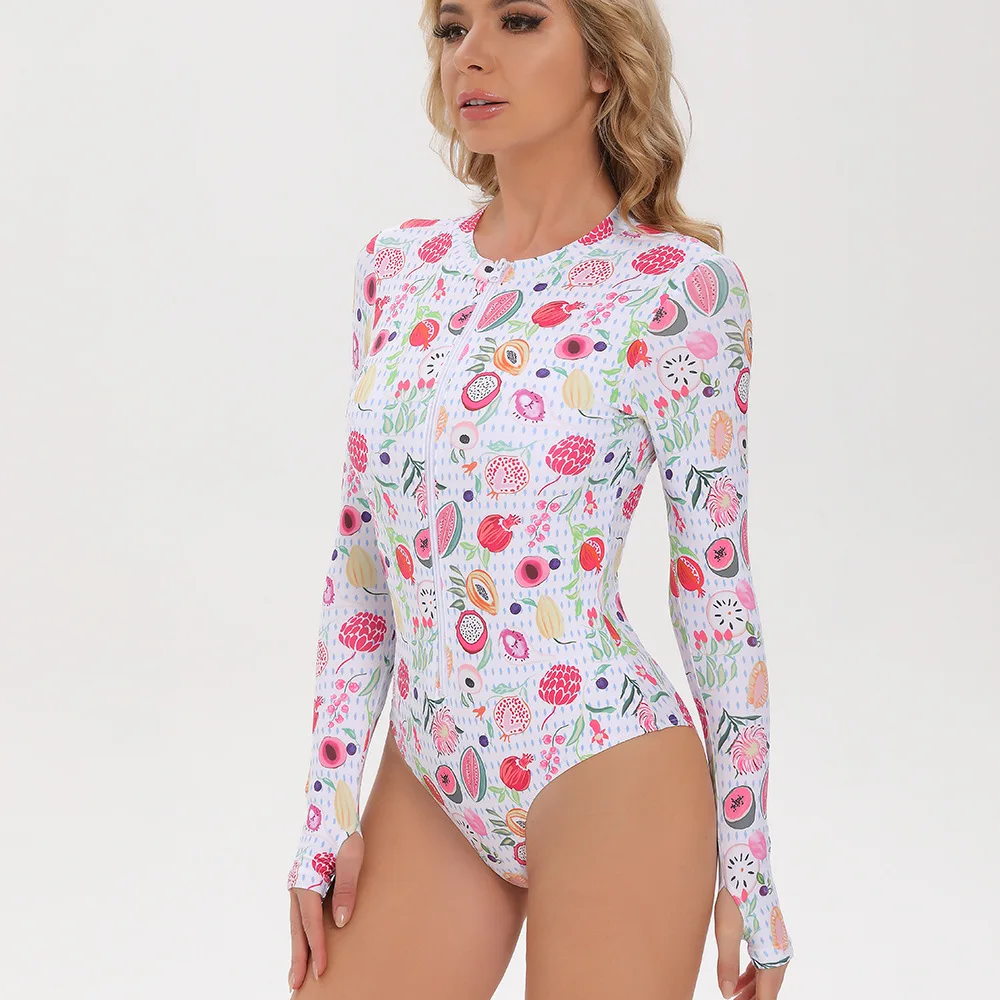 Женский купальник 2022 летний на молнии женский спортивный с длинным рукавом
