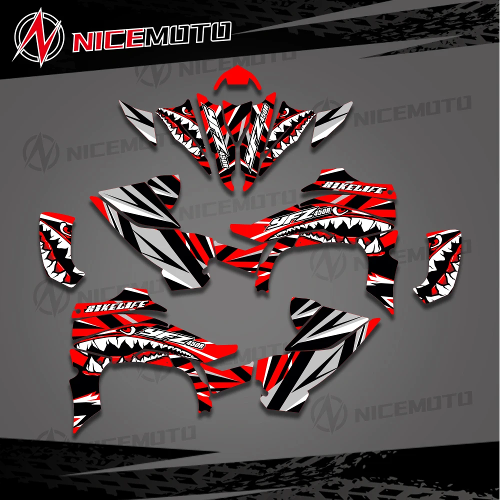 

Для YAMAHA YFZ450R 7YFZ 450R 450 R 2014-2022 2021 2020 2019 ATV полностью пластиковый графический фон, наклейка, комплект украшений