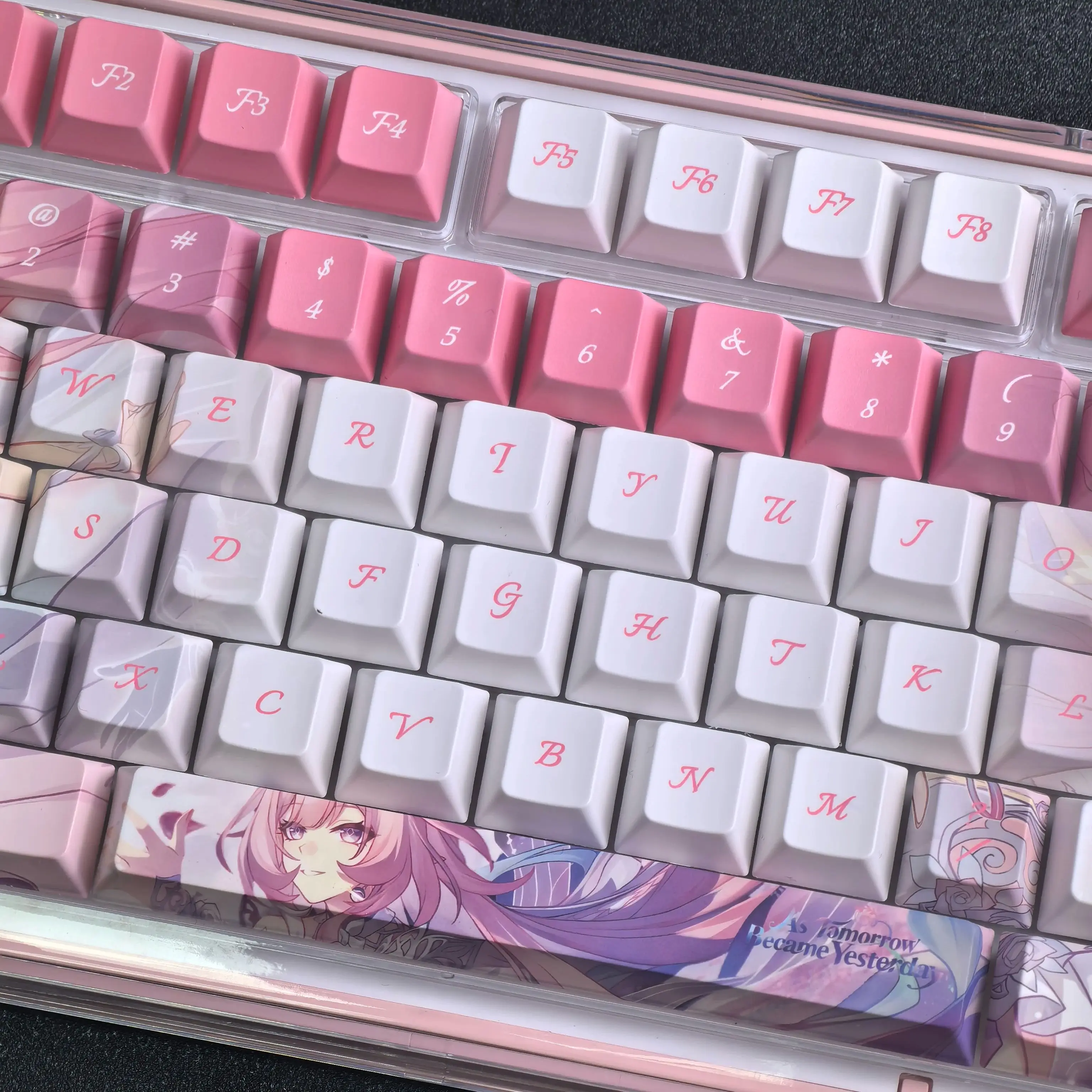 Фото Колпачки для клавиш MAIMOOO Honkai Cyrene Pink Cherry Pbt в стиле аниме/манги Aulaf75/F99, колпачки для клавиш на заказ, 124 клавиши №5