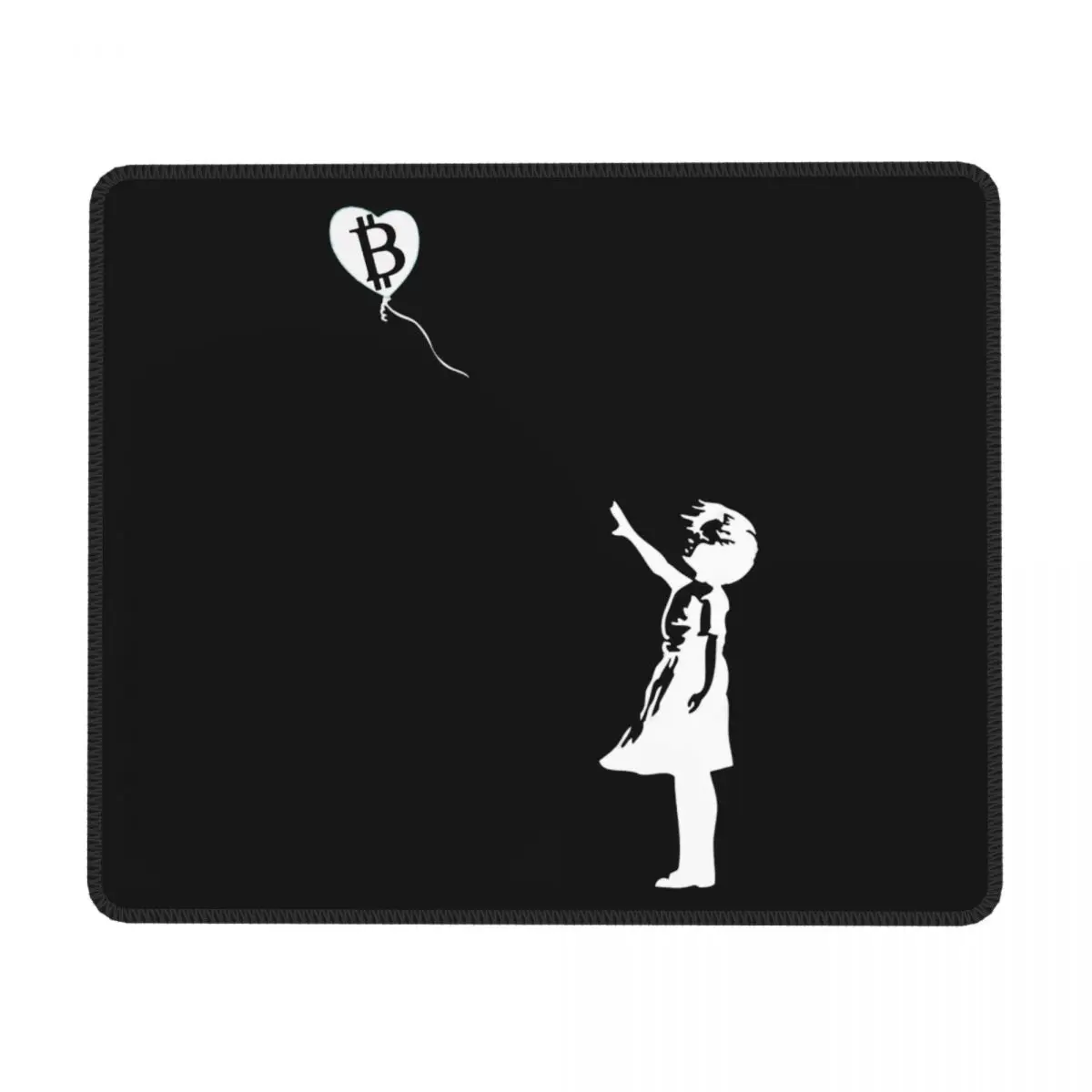 

Banksy Bitcoin Girl Baloon Horizontal Print Mouse Pad Virtual currency Rubber Mousepad Anti Fatigue Simple Desktop Mouse Pads