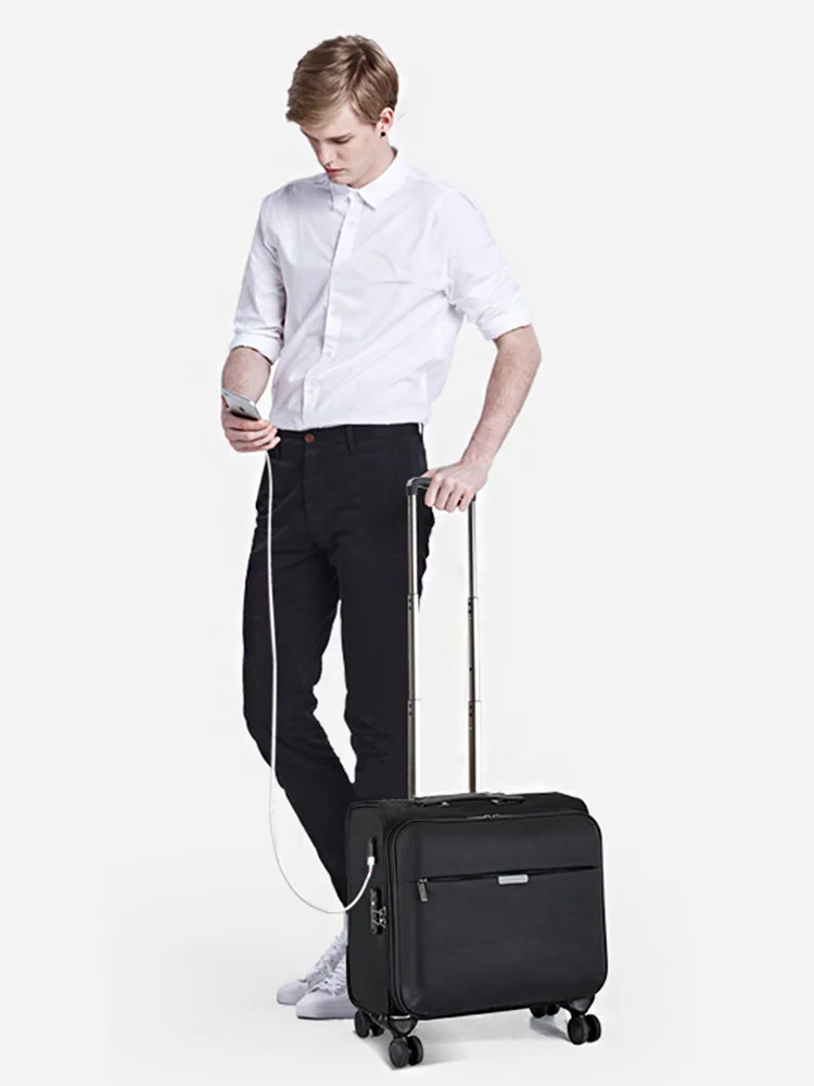 

Hanke Brand Boarding Suitcase Travel Trolley Case Carry Ons Rolling Luggage Soft Shell Spinner Wheels TSA Lock Waterproof H8020