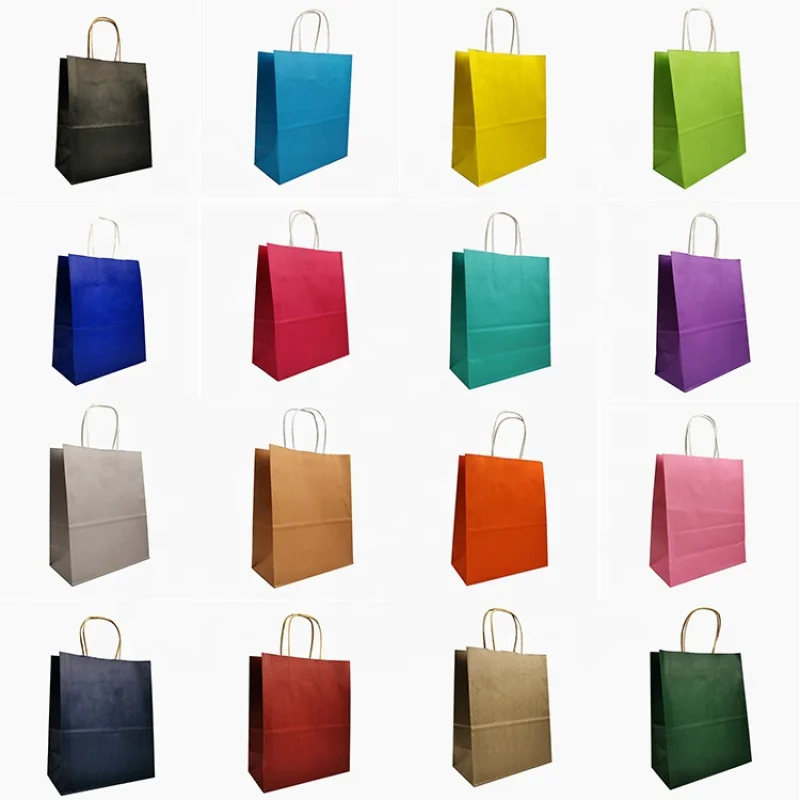 

Custom 120g Free Sample Colorful Kraft Paper Shopping Bag With Handle