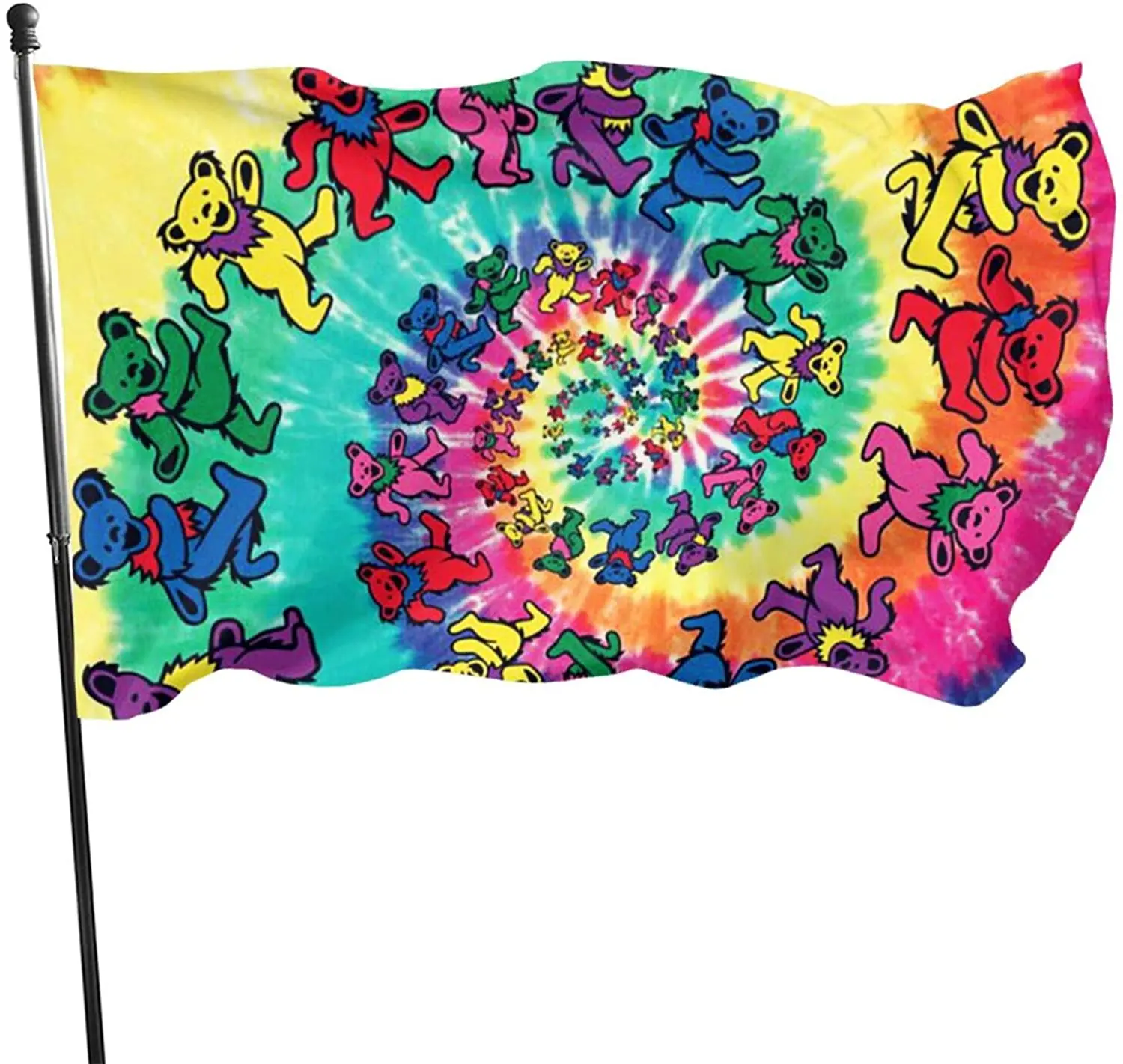 

Tie-Dye Spiral Bear Home Garden Flag Banner Yard Outdoor Indoor Decorative with Brass Grommets Flag 3x5 Ft