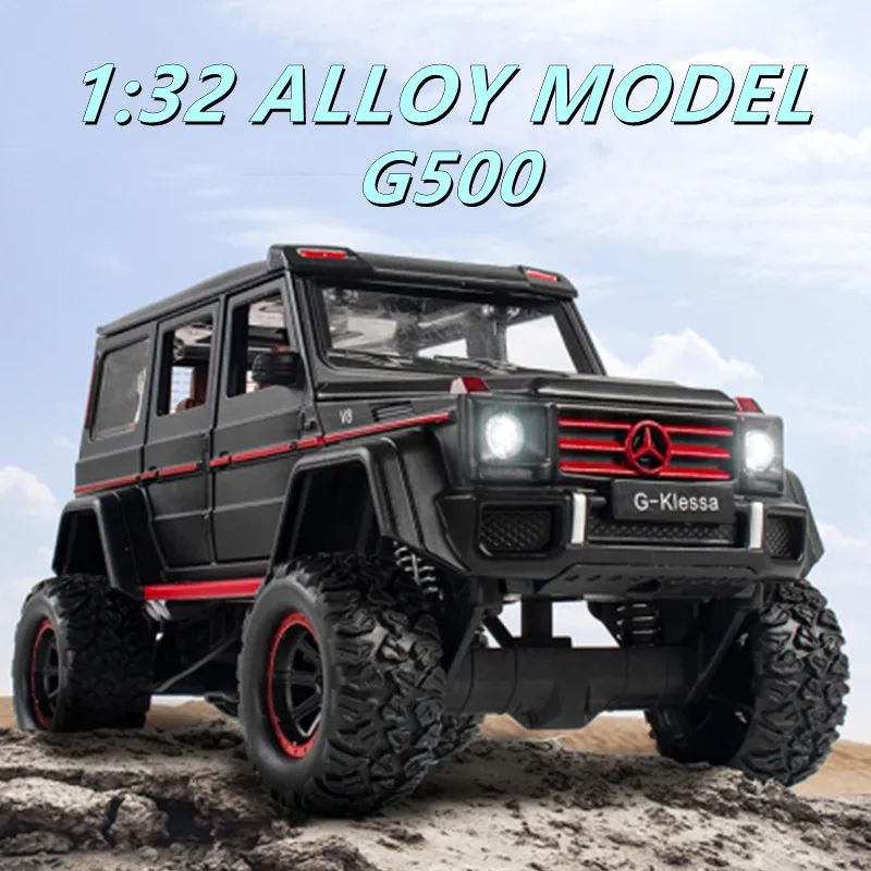 

1/32 G500 G65 4*4 Big Tyre SUV Alloy Car Model Diecast Metal Toy Off-road Vehicle Car Model Simulation Sound Light Kids Toy Gift