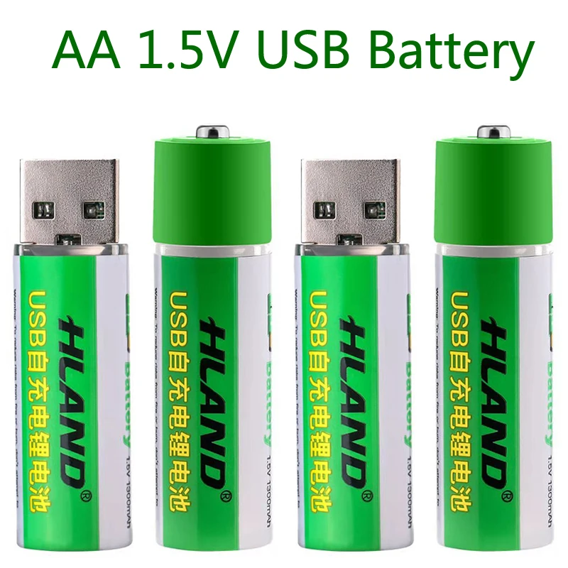 

2023.Large capacity 1.5V AA 1300mAh USB rechargeable lithium ion battery for remote control wireless mouse + cable Free shipping