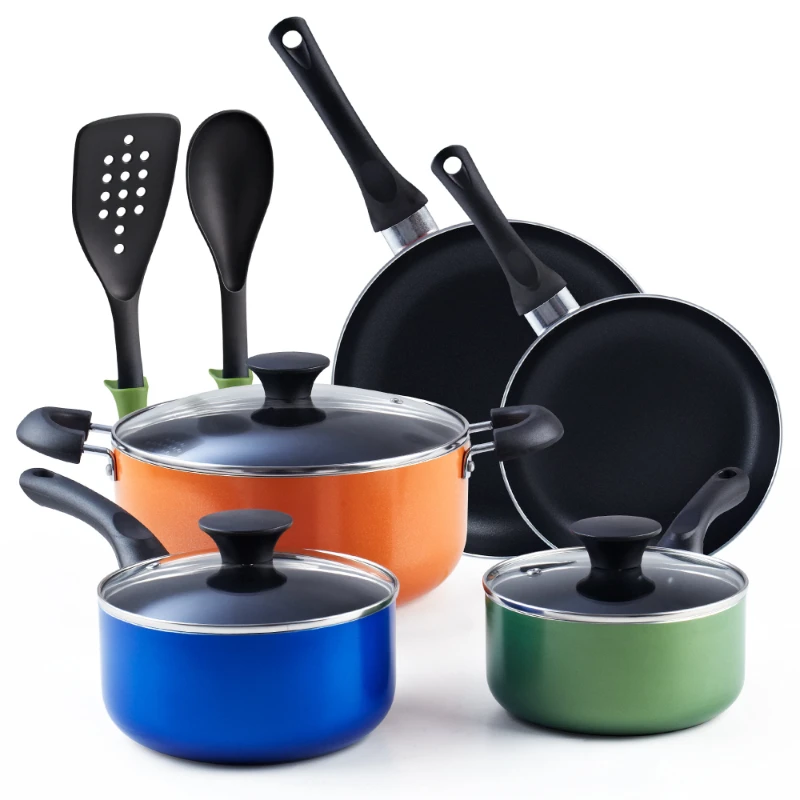 

02602 Nonstick Stay Cool Handle Cookware Set, 10-Piece, Multicolor