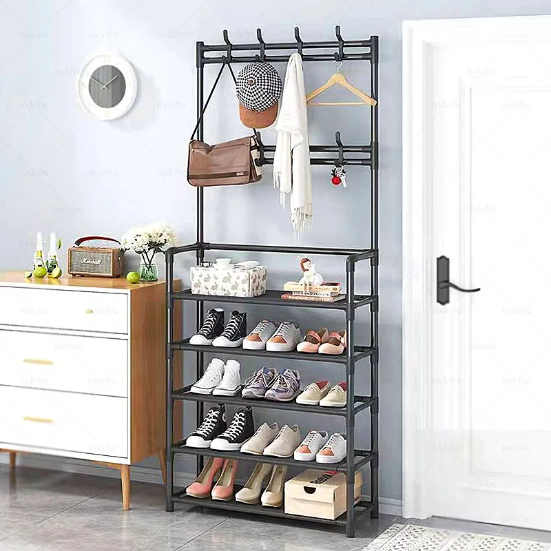 

Simple Coat Rack DIY Assembled Shoe Rack Multifunctional Coat Hat Rack Entryway Space-saving Shoe Organizer Clothing Hanger