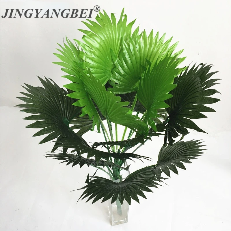 Искусственное пластиковое пальмовое зеленое дерево с 15 листьями искусственное