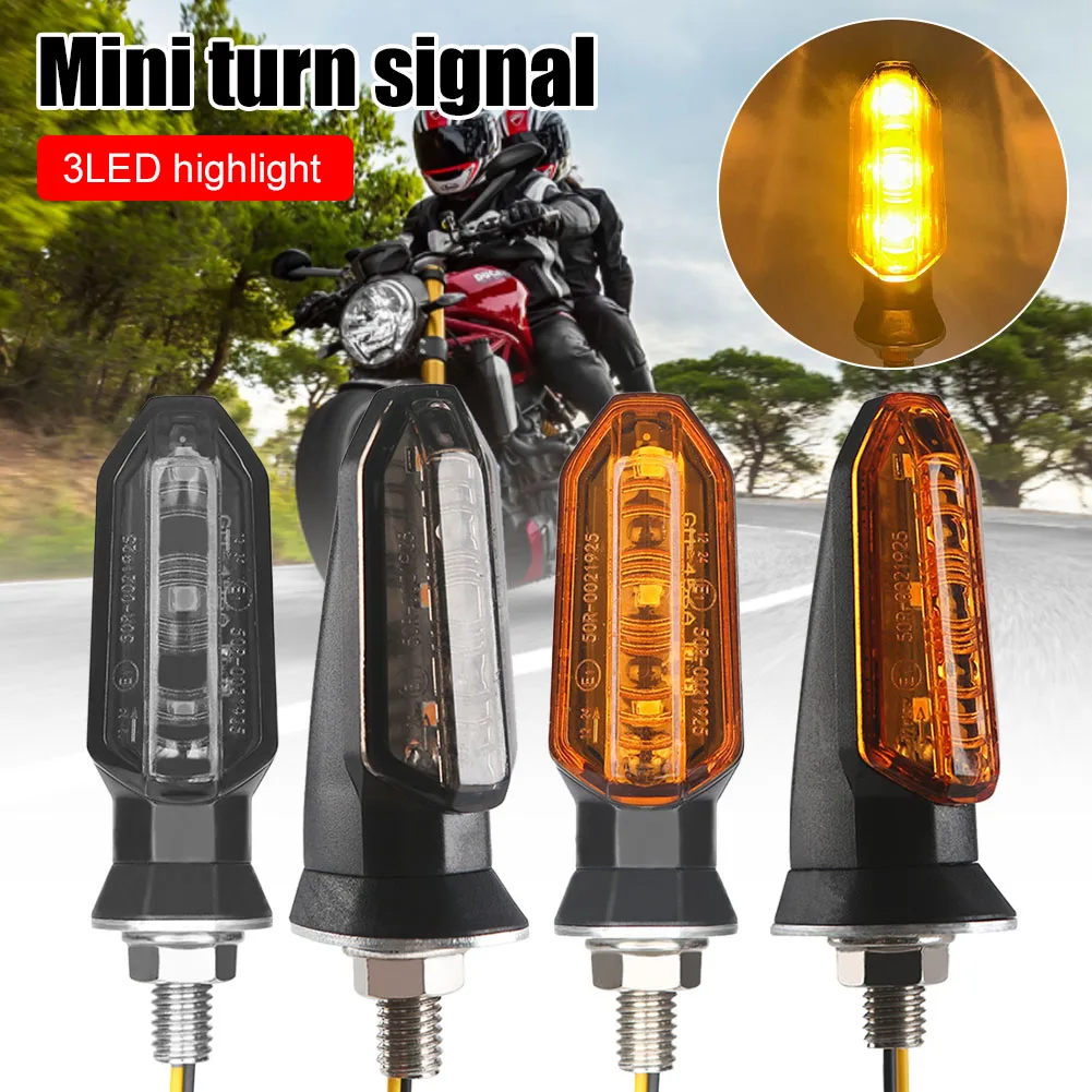 

2PC Motorcycle Mini Turn Signal 12V LED Headlight Amber Front Rear Flashing Light Waterproof Blinker M8 Bolt for ATV UTV Scooter