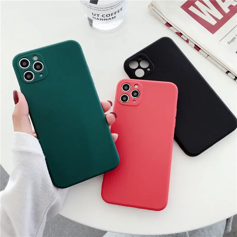 

Silicone Phone Case For iPhone 13 12 11 Pro Max 7 8 Plus XS Max X XR SE 2020 12 Mini Candy Color Camera Protection Cover