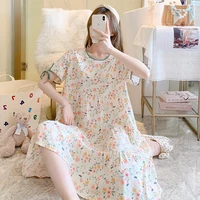 2022new nightdress women s summer thin pajamas sleeping dress sweet girl can wear outside large size bourette skirt