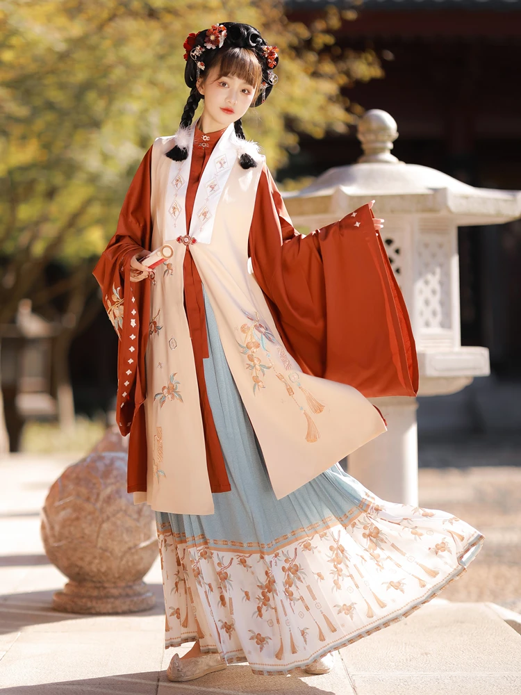 

2023 Chinese style traditional ming dynasty vintage hanfu dress set embroidery ancient princess suit folk dance hamfu set a458