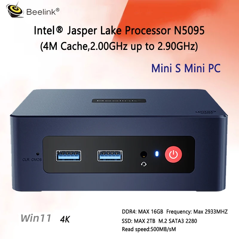 Beelink MINI S Windows 11 мини ПК Intel Celeron N5095 Мини 8 Гб 128 SSD 1000M LAN WiFi5 BT4.0 Настольный игровой