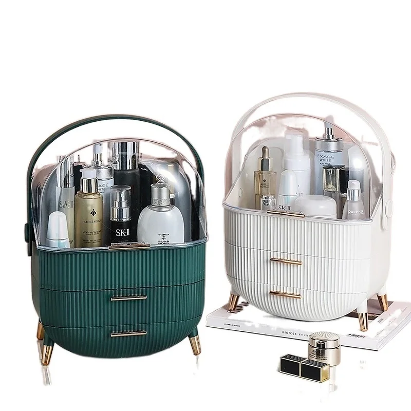 

Модный вместительный ящик для хранения косметики, водонепроницаемый пыленепроницаемый Настольный органайзер для ванной комнаты, косметич...