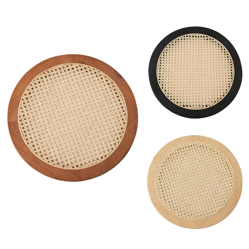 

Rattan Handwoven Round High Wall Severing Tray Food Storage Platters Plate For Breakfast Drink Snack