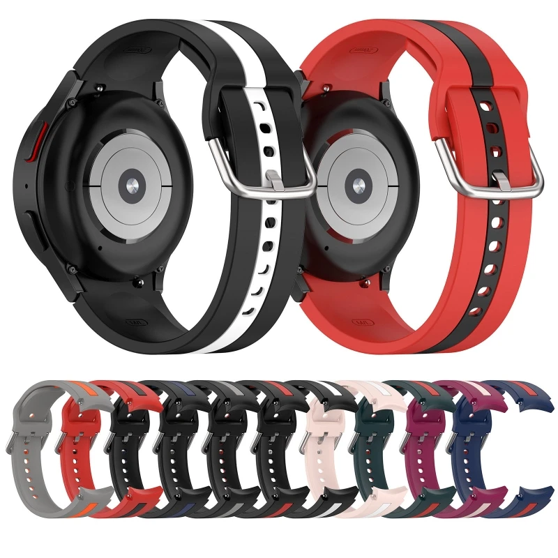 Ремешок силиконовый совместимый с Galaxy Watch 5 Pro 3 41 мм двухцветный модный браслет