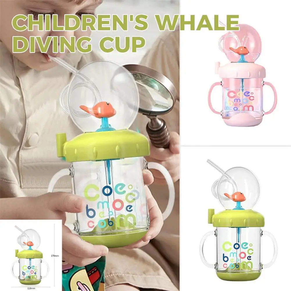 300ml Water Cup Food Grade Heat-Resistant Cartoon Decor Bottle Home With Whale Mark Water Design Cup Scale Juice Lovely Sup W2H5