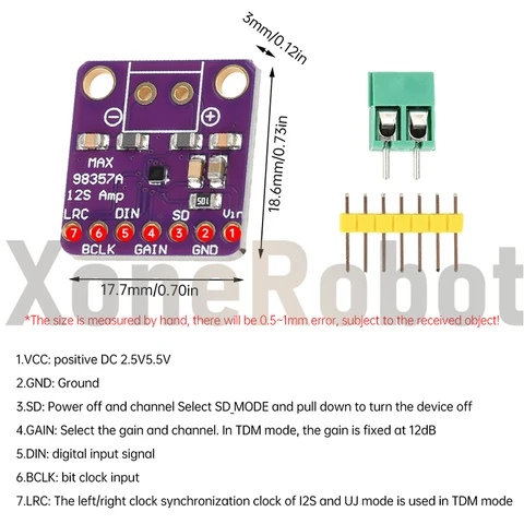 MAX98357 I2S 3 Вт усилитель класса D