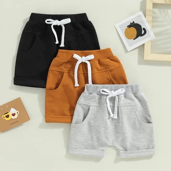 2023-01-03 Lioraitiin 0-3years Toddler Kids Boys 3Pcs Short Trousers Casual Party Street Spring Summer Solid Drawstring Pants 1