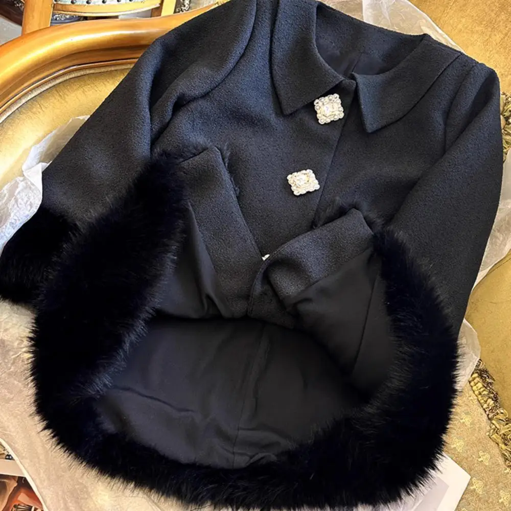 Женские искусственные шубы из лисы пуговица с черным бриллиантом шея куклы
