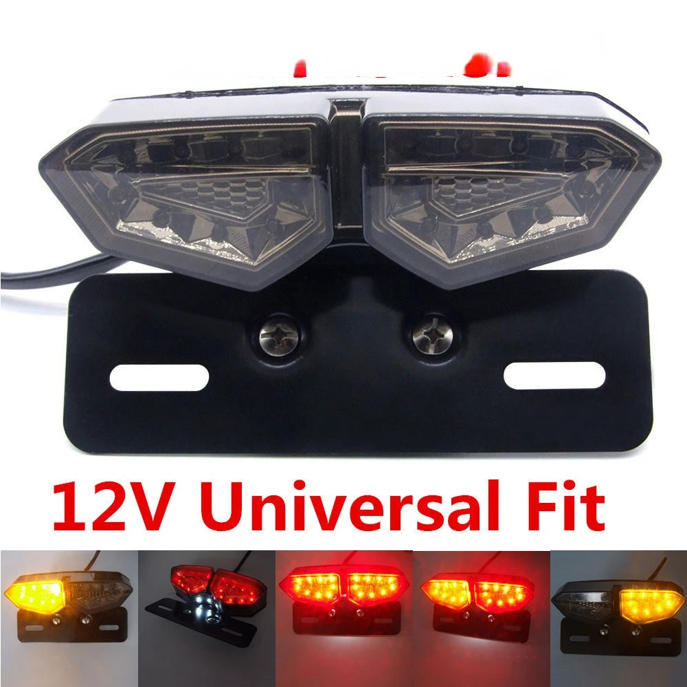 

1Pc Multifunction Motorcycle Bike LED Stop Brake License Plate Rear Tail Light Smoke Len Universal LED Brake Tail Light