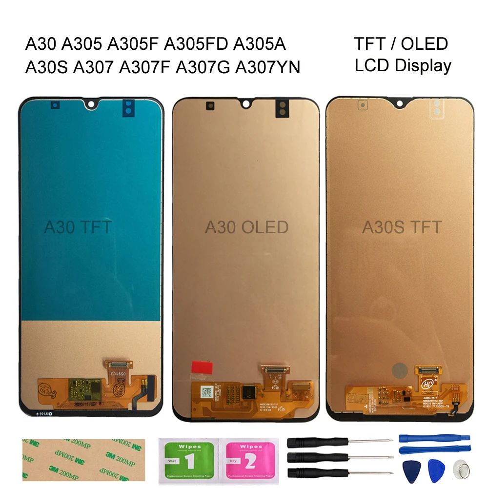 For Samsung Galaxy A30 A305/DS A305F A305FD A305A A30S A307 A307F A307G Lcd Display Touch Screen Digitizer Assembly OLED Quality