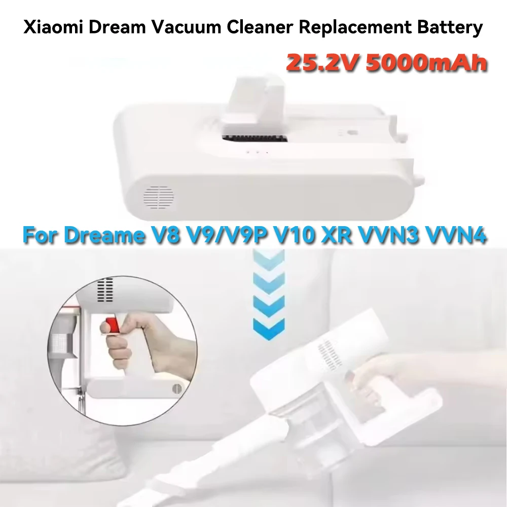 Аккумулятор емкостью 5000 мАч для пылесоса V8/V9/V9P/V10/XR/VN3/VN4