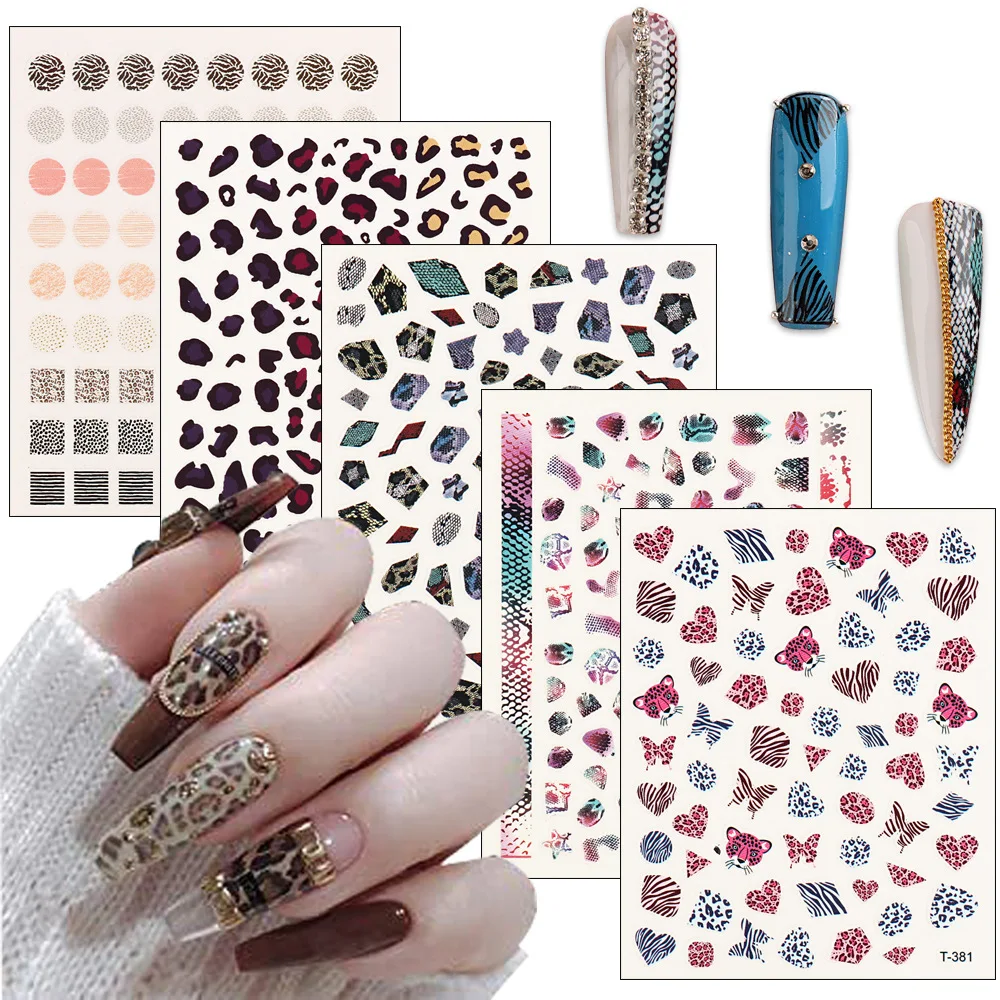 

Leopard Snake Print Zebra Print Animal Nail Art Stickers 3D Self-Adhesive Decal Slider DIY Manicure 2023 1 Pc Cool Butterfly