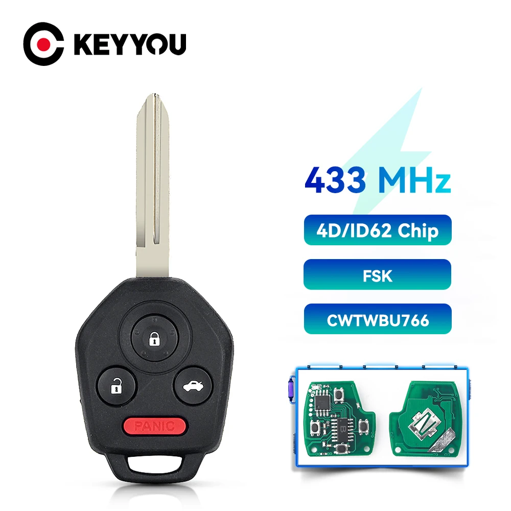 KEYYOU 2 дистанционного брелока для Subaru Legacy Tribeca Outback 2008 2009 2010 4 3 + 1 кнопки ID62 чип 433 МГц