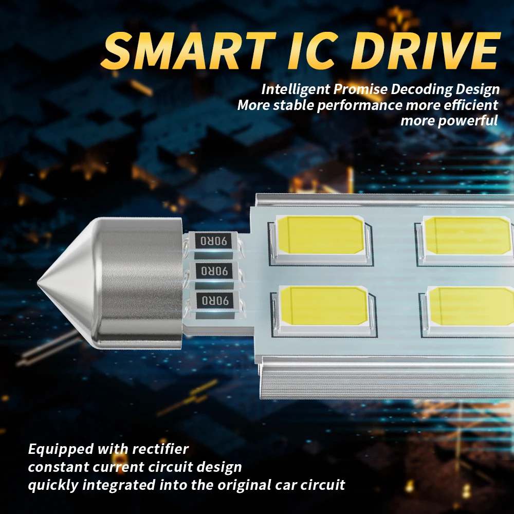2pcs Festoon C5W C10W LED Bulbs 5630 6SMD Canbus 31mm 36mm 39mm 41mm Car Interior Lights Dome Lamp Reading lights No Error White - купить по