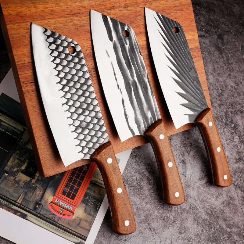 

Домашний кухонный нож кованый ручной молоток из нержавеющей стали с узором, шеф-нож, острый нож для мяса, нож для нарезки мяса