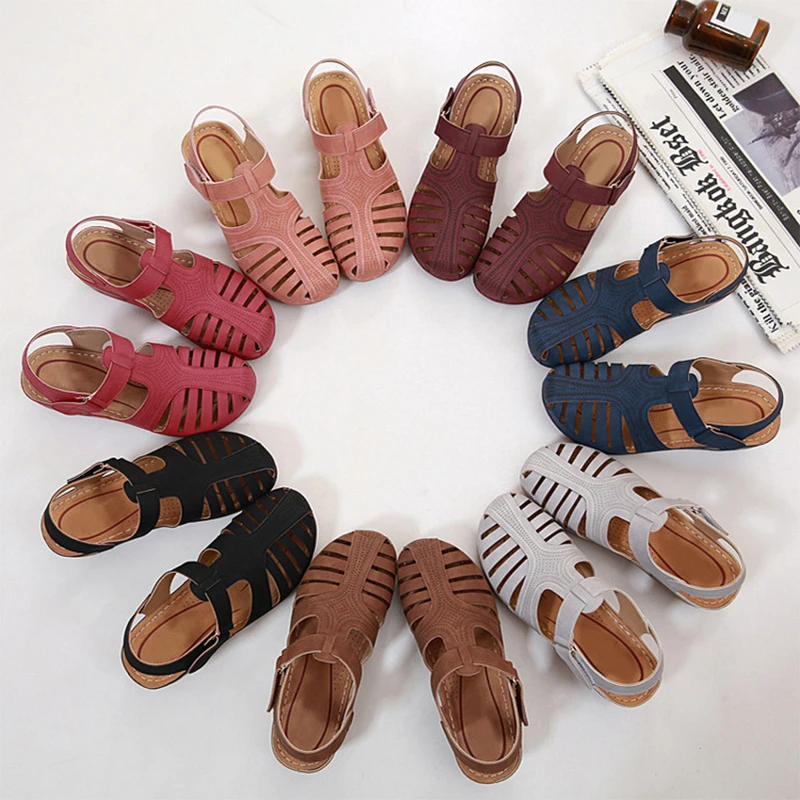 Women Sandals New Summer Woman Plus Size 44 Heels Non-Slip Wedges Sandals Orthopedic Casual Gladiator Platform Shoes Talon