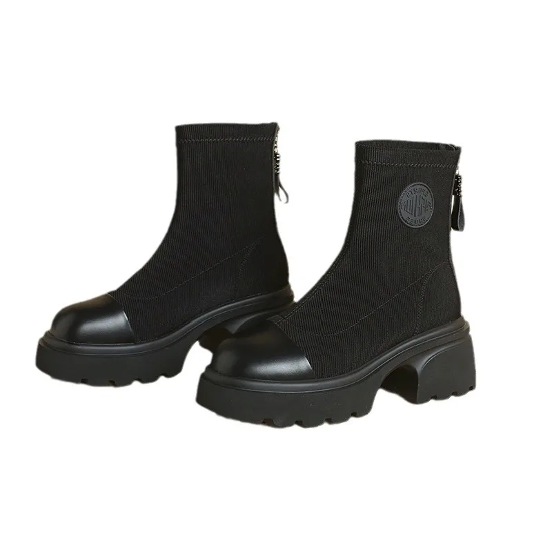 Женские ботинки на молнии осенне-зимняя обувь роскошные дизайнерские с круглым