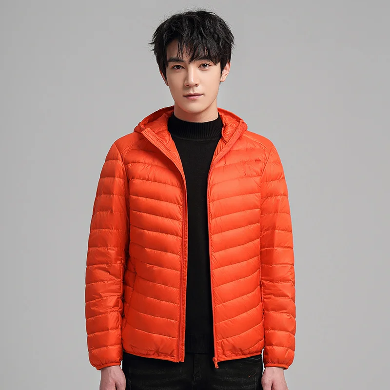 Meilly Gecko 2022 New Pattern Autumn and Winter Male Thin Short Leisure Wild White Duck Down Hooded Down Jacket