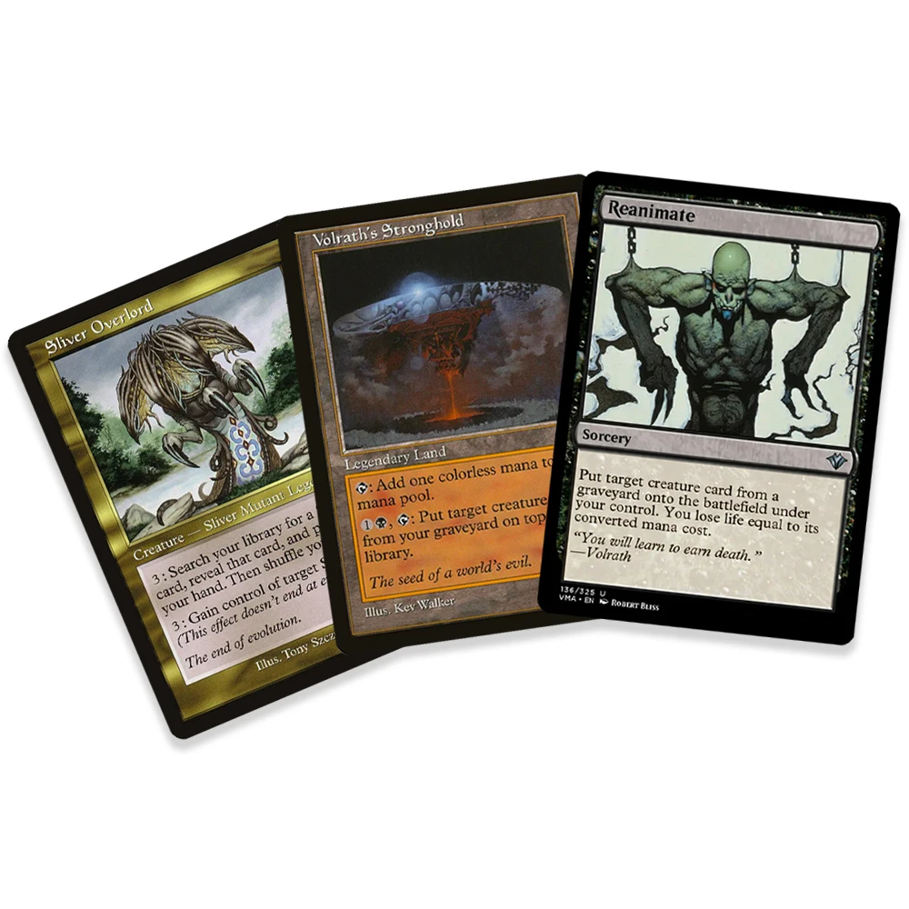 Фото Коллекционные карточки TCG Magical Game высокого качества: Сильный воин-маг (Sliver Overlord)/Крепость Волрата/Восстановление — подарки для мальчиков №2
