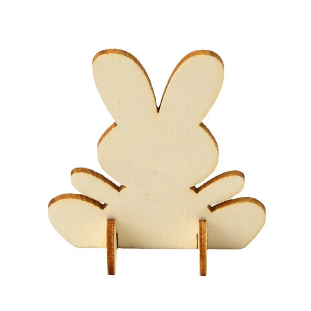 

10 Pcs Easter Wooden Piece Burr-free Unpainted Wood Lovely Blank Unfinished Wood Rabbit Easter Decorations