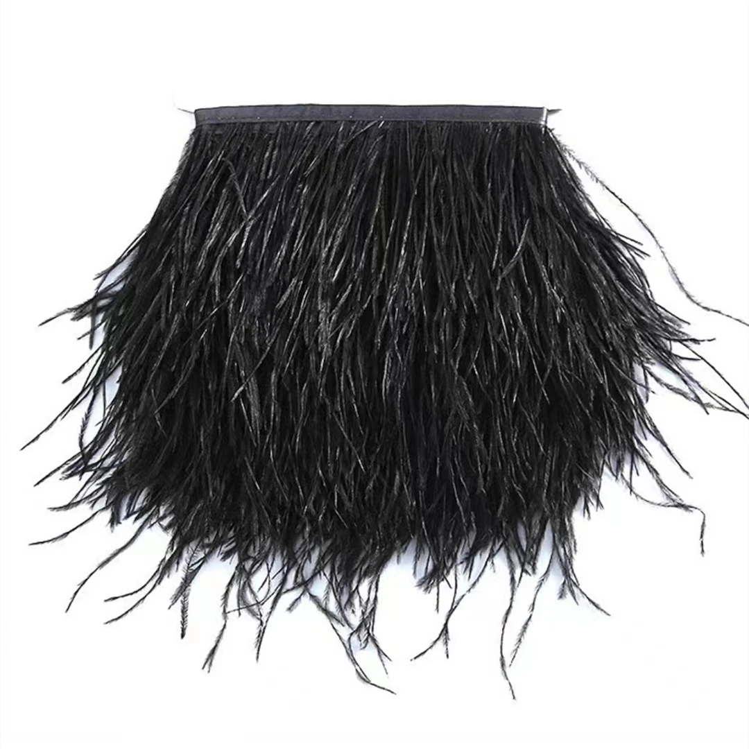 Черный обрезной край из пуха пера для шитья платьев, ручных работ, материалов, пушистых страусиных, марабу, индейки, павлиних украшений различных перьев.