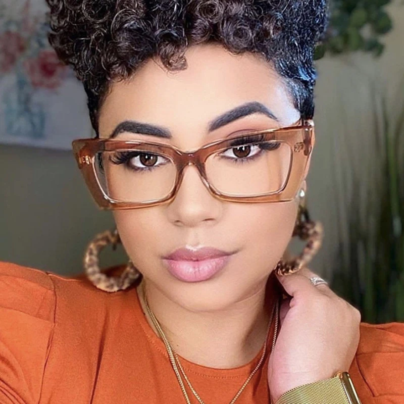 

Woman Glasses Frame Anti-blue Light Fashion Glasses Overized Frame New Retro Box Flat Mirror Personality Glasses Frame