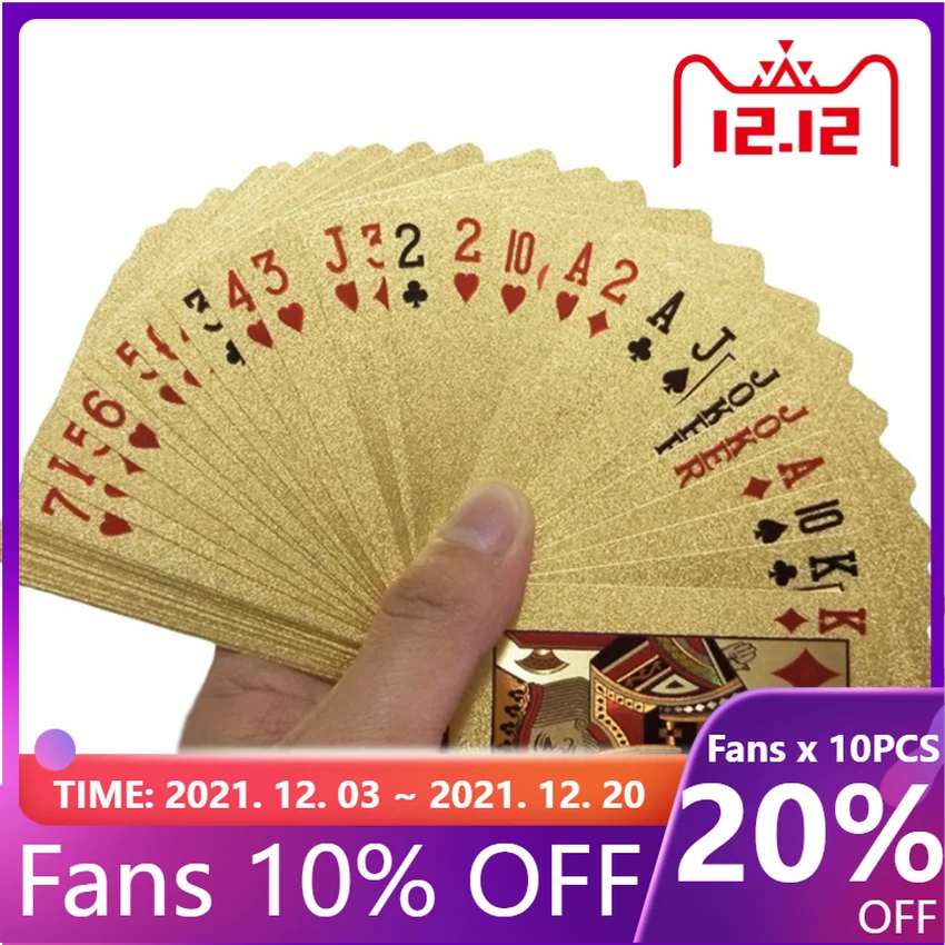 

Hot Sale Playing Cards Waterproof Cards Magic 24K Gold Playing Cards Poker Game Deck Gold Foil Poker Set Plastic Magic Card