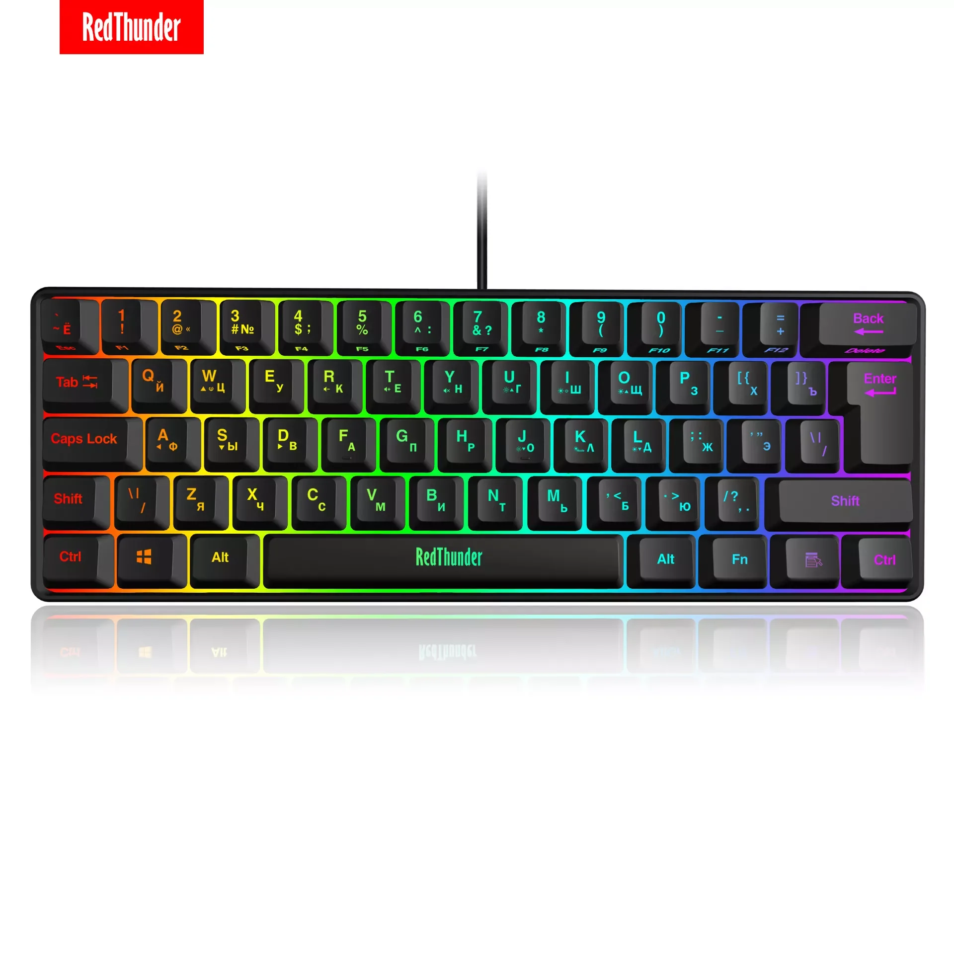 

RedThunder 60% Wired Gaming Keyboard, RGB Backlit Ultra-Compact Mini Keyboard, Mechanical Feeling for PC, MAC, PS4 Gamer