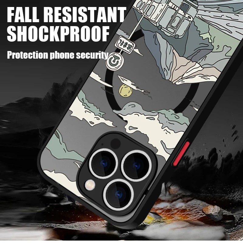 Магнитный чехол для Magsafe Train Mountain iPhone 16 Pro Max Coque 11 12 13 14 15 матовая прозрачная задняя