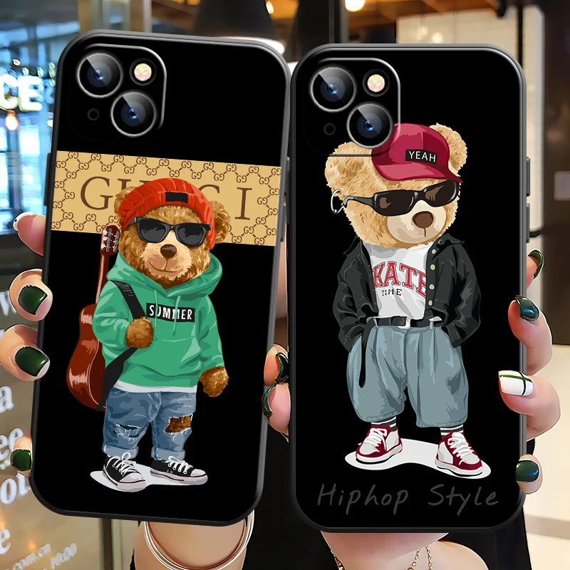 

Cute Bear Fashion Brand Phone Case For iPhone 11 12 13 11Pro 6 7 8 12mini XR XS 12Pro MAX SE 2020 13 Pro Cartoon Soft TPU Funda