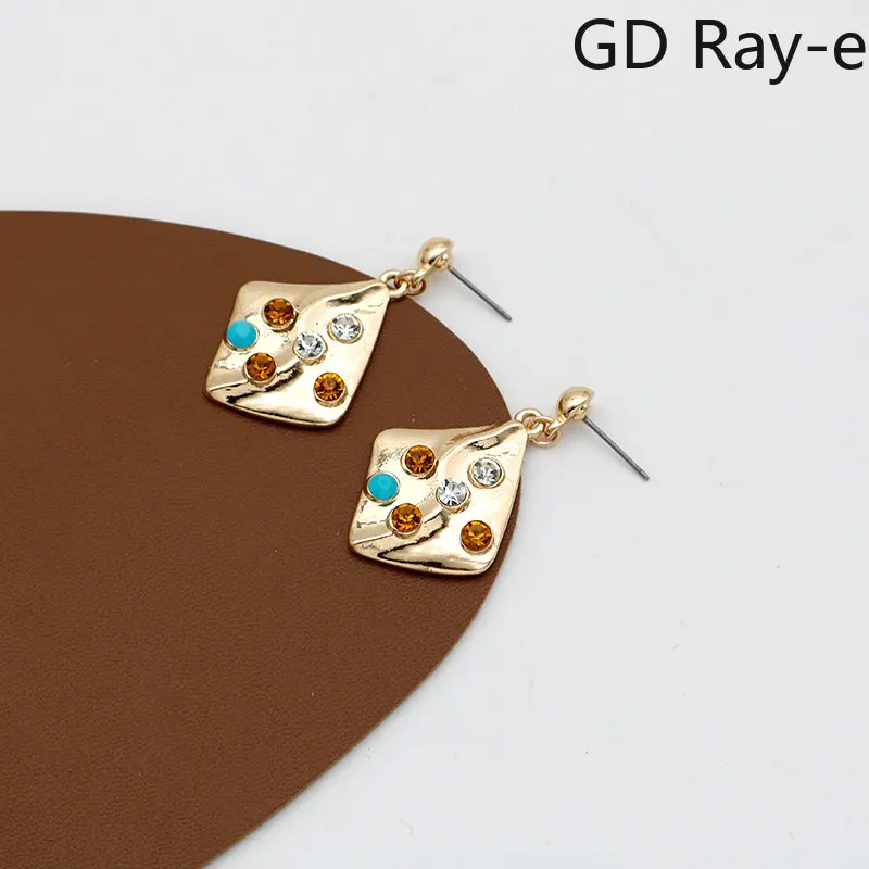 

Statement Punk Irregular Square Shape Earrings for Women Fashion Gold Plated Colored Zircon Jewelry Girls Wedding Party Gifts