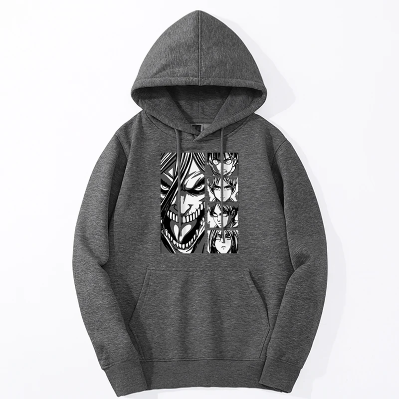Толстовка мужская с капюшоном и принтом атака на Титанов